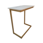 Tuck In Side Table - Gold Frame + White Top (Indent)