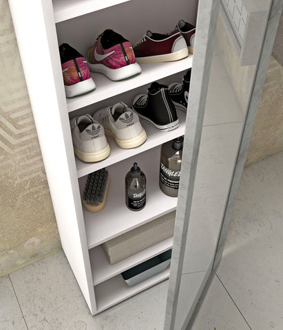 Elementi Milleusi Multi-Purpose Cabinet With Mirror - White / Concrete (Indent)