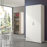 Elementi Compos Multipurpose Wardrobe White - Concrete Doors (Indent)