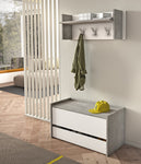 Elementi Hallway Bench With Drawer - White / Concrete