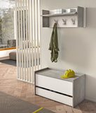 Elementi Hallway Bench With Drawer - White / Concrete